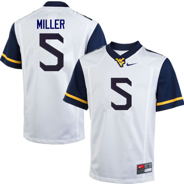 NCAA Men's Dreshun Miller West Virginia Mountaineers White #5 Nike Stitched Football College Authentic Jersey CS23R85EW